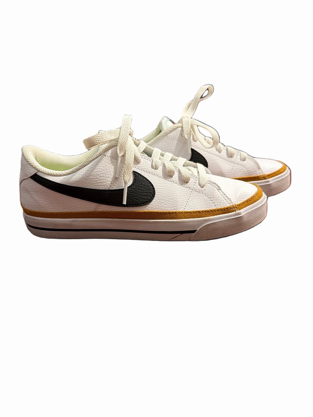 Nike Court Legacy Next Nature Sneakers – White/Black/Ochre – Size 7.5